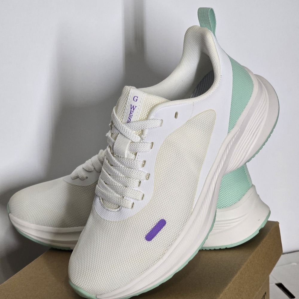 G-West‎ Women's Sneakers US 8.5 White Mint Green Lightweight Walking Shoes